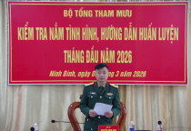 Bộ tổng Tham mưu kiểm tra, nắm tình hình và hướng dẫn huấn luyện tháng đầu năm 2026 tại Lữ đoàn TTG 202