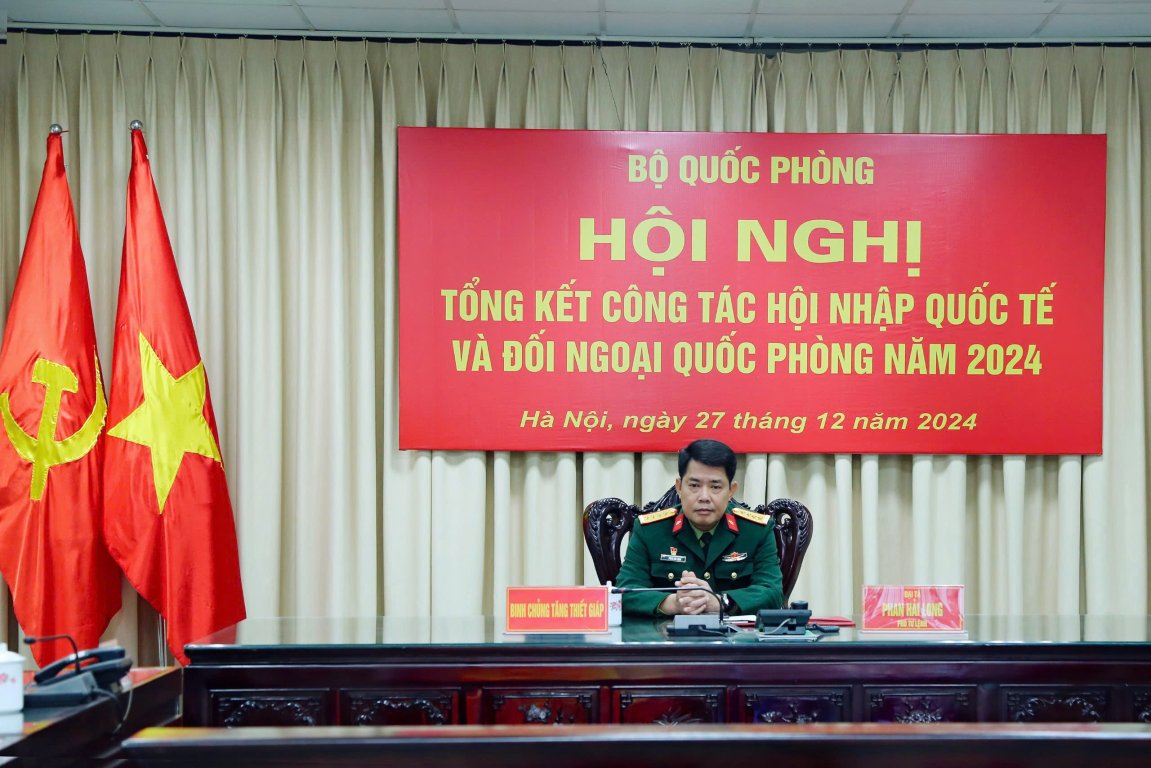 Tham dự Hội nghị trực tuyến tổng kết công tác Hội nhập quốc tế Và đối ngoại quốc phòng năm 2024, phương hướng nhiệm vụ năm 2025
